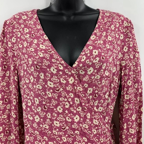 Elodie Women's Long Sleeve Floral V-Neck Tie Wrap‎ Mini Dress Size S NWT - Picture 4 of 12